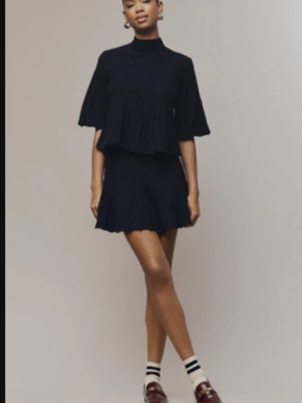 NWT Anthropologie Maeve Ribbed Sweater Mini Skirt Maeve in Dark Navy